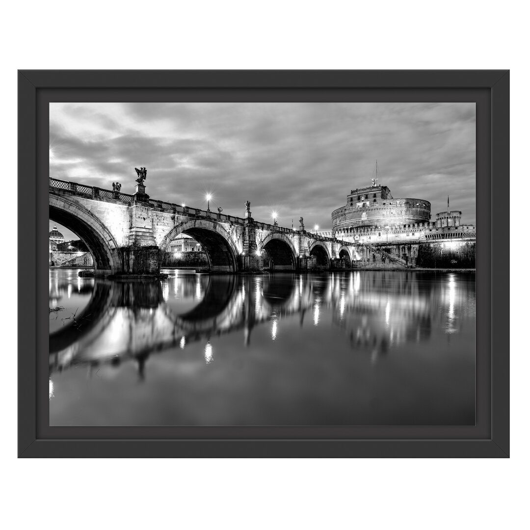 Gerahmtes Wandbild von S. Angelo-Brücke B&W