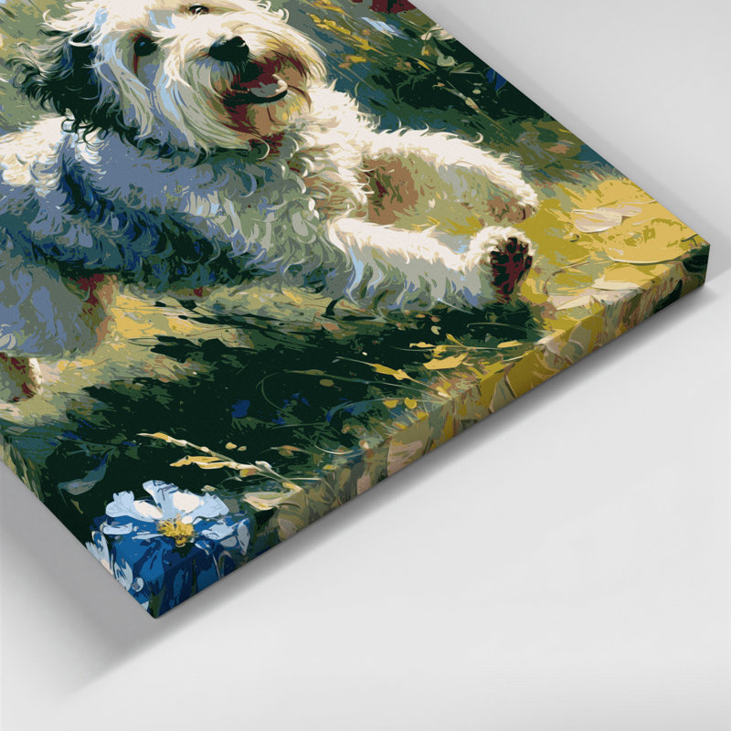 «Dogs Old English Sheepdog», art mural sur toile brune, H 20 po x l 30 po