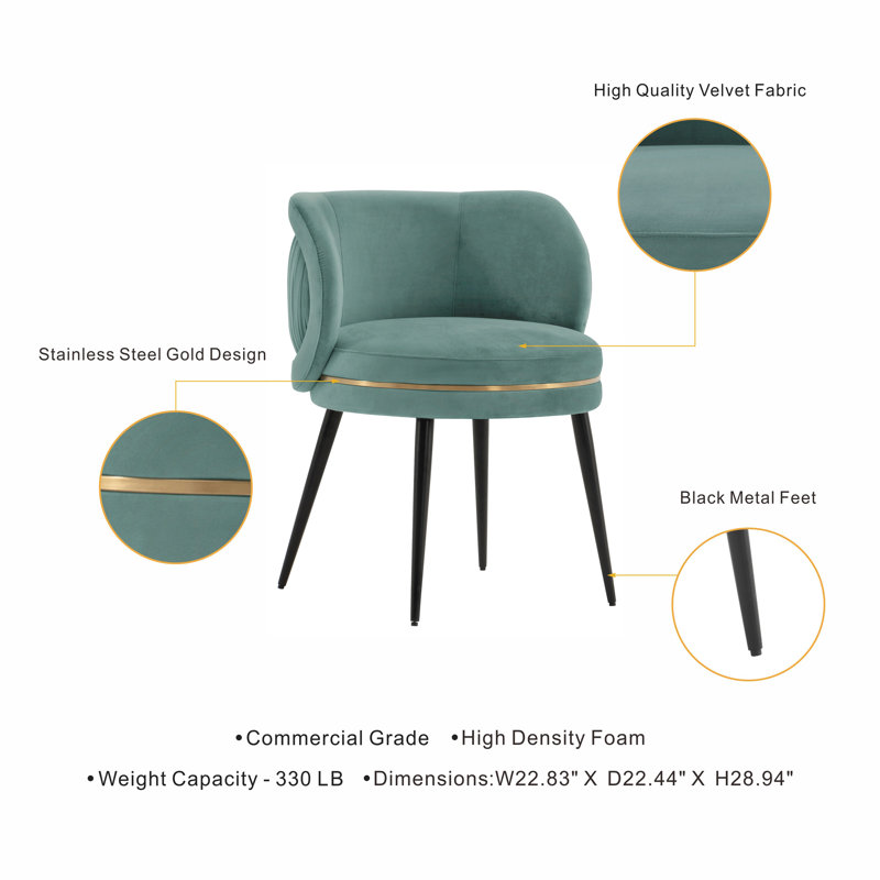 Levenson Velvet Side Chair Dining Chair, 1, Mint Green