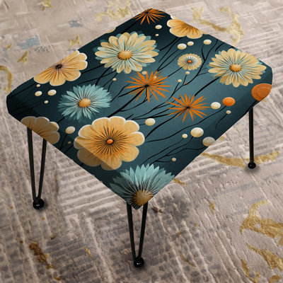 Mod Botanical Delight - Midcentury Rectangle Ottoman