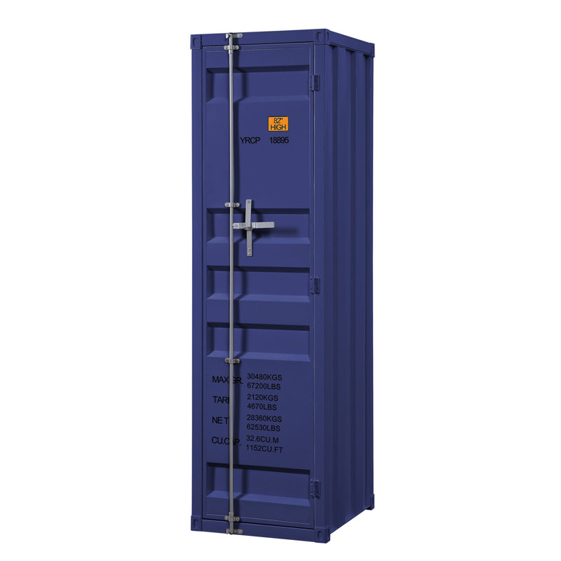 Blue Wardrobe With Full-Length Container Lock, Bleu, H 67,5 po x l 20,5 po x P 22,5 po