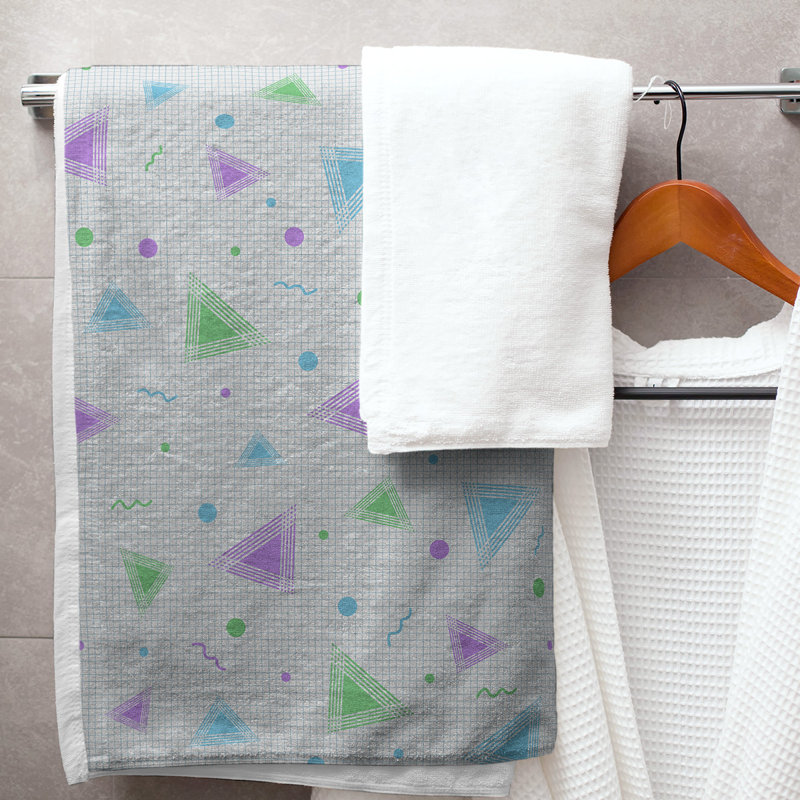 Serviette de bain rétro 90 ' ', Mauve/vert