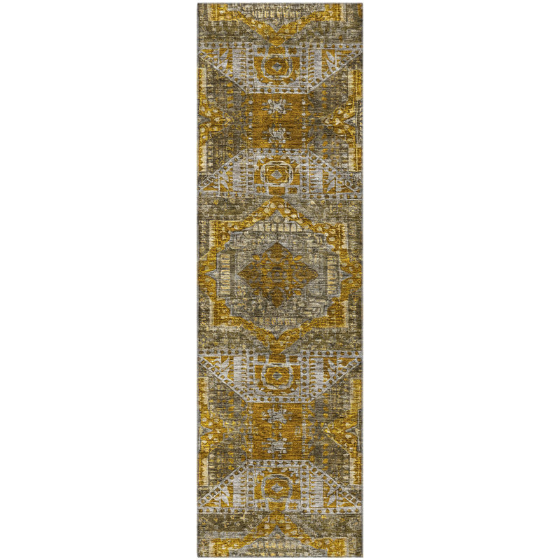 Premium Machine Washable Mayfield AMF1928 Global Rug, Runner 2'3" x 7'6"