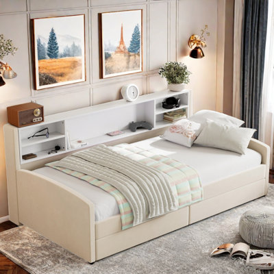 Brayle Daybed With Storage Shelves And 2 Drawers