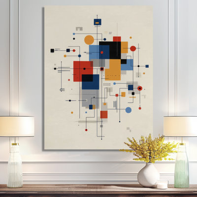 «Yellow Blue», impression géométrique sur toile jaune moderne