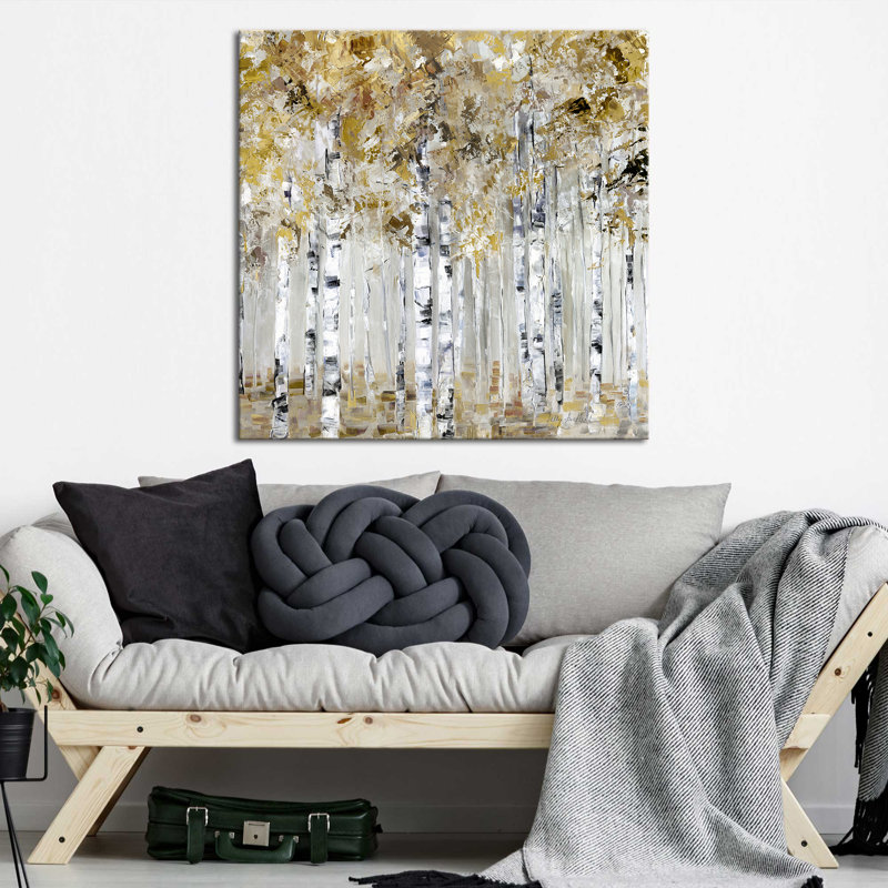 "Neutral Birch Grove" by Sally Swatland Print on Canvas, H 24 po x l 24 po x P 1,5 po