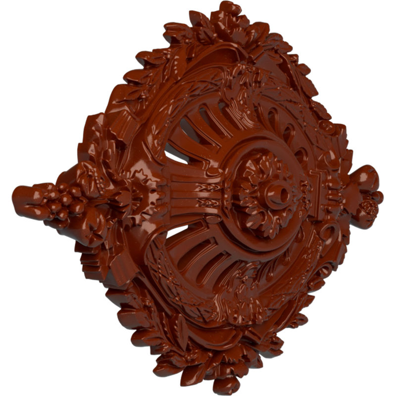 Endurathane Antonio Ceiling Medallion, 35 7/8"W x 22 1/2"H x 4 3/8"P, Hand-Painted Firebrick Finish, Firebrick