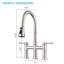 Robinet pont en nickel brossé avec pivot 360 ° et bec de cuisine 9,45 po avec douchette extractible et débit maximal de 1,5 gallon par minute