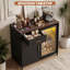 Armoire à café de 40 po de largeur avec mini espace réfrigérateur et mini support armoire avec prise de courant-72916396
