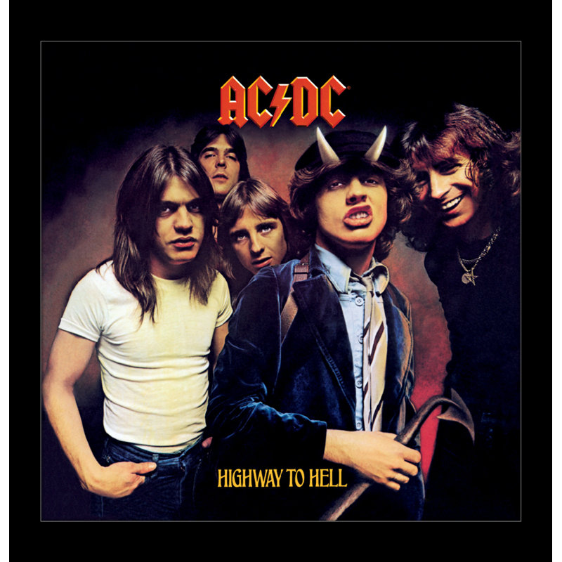 AC / DC - Highway to Hell 12 x 12 sous plexi, affiche encadrée