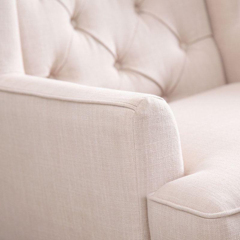 Solid Wood Modern Rocking Chair, Beige Linen