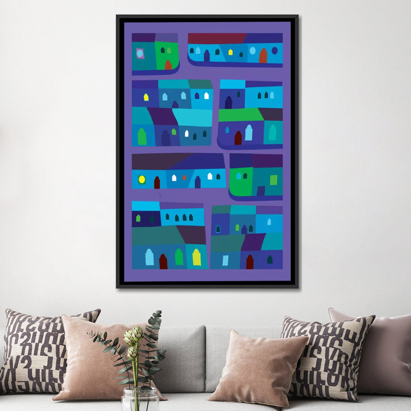 « tepito de azul », impression sur toile, H 26 po x l 18 po x P 1,5 po, Toile avec cadre noir, Pas de tapis