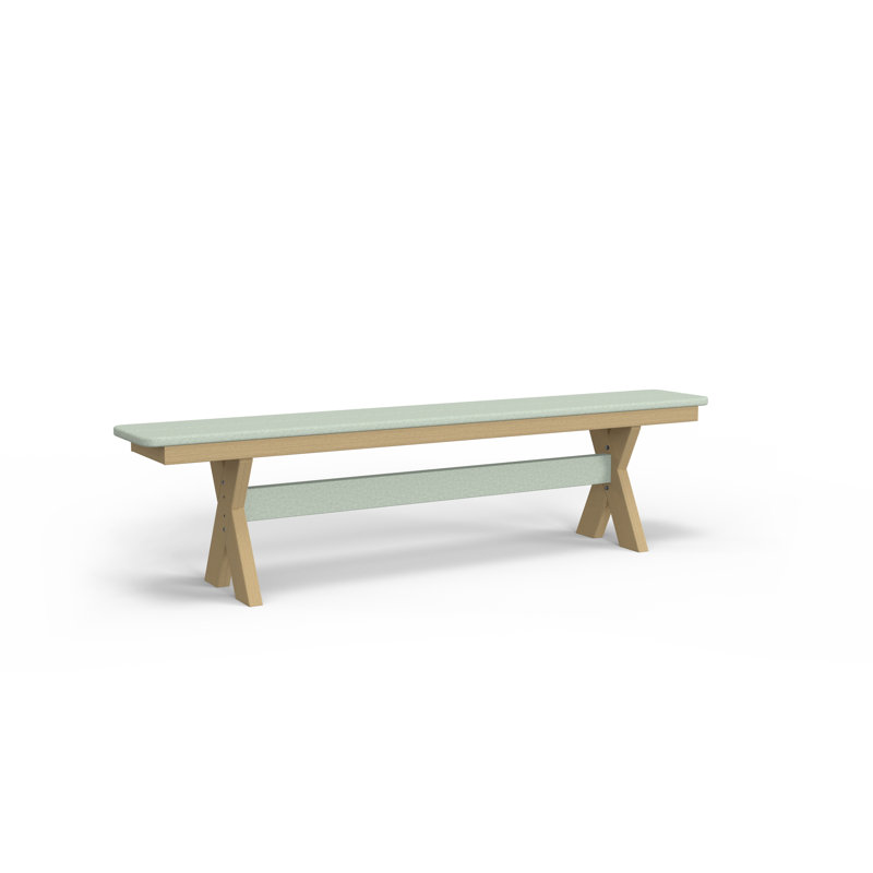 Willow Dining Bench, Nature, Seafoam
