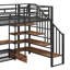 Lit mezzanine double en métal avec bureau d'étude intégré et tablettes de rangement-1182737598