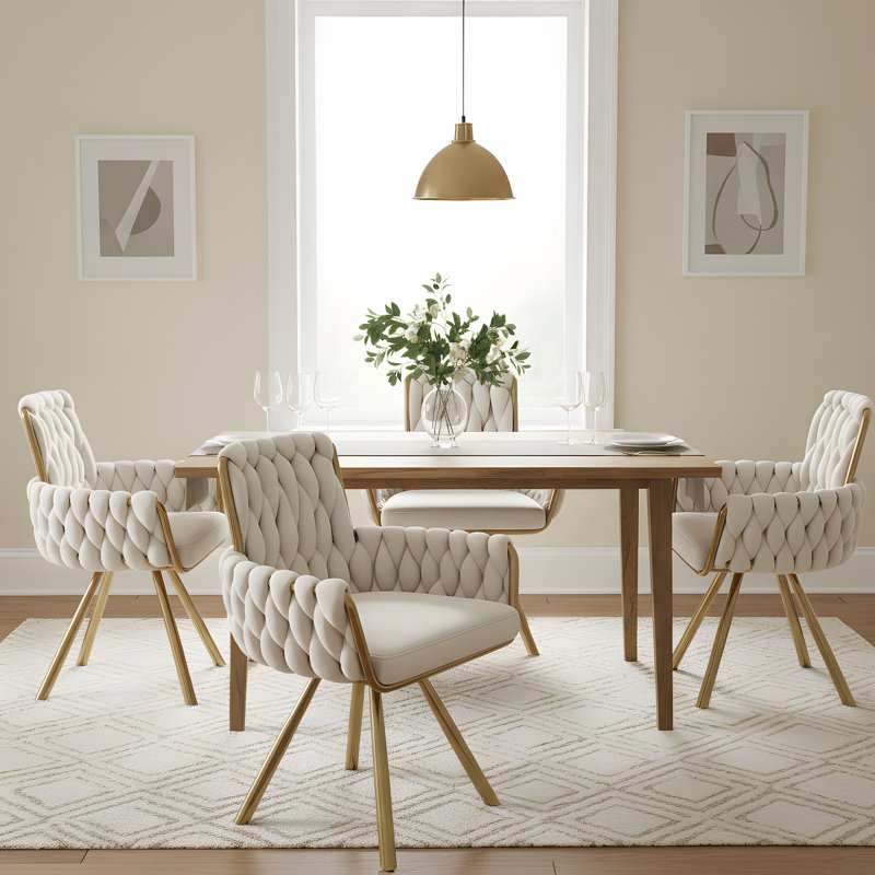 Chaises de salle à manger pivotantes en velours Vmolara, 2, Beige