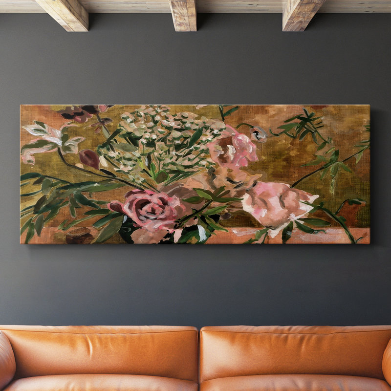 Le Bouquet I - Toile tendue avec châssis - Prêt à accrocher, H 12 po x l 30 po