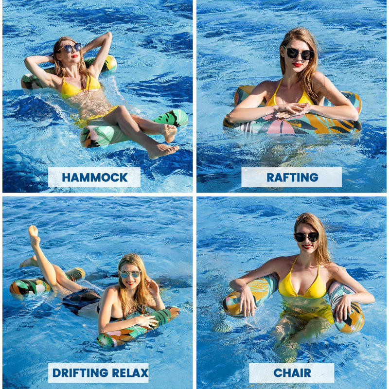 2 Pack Pool Floats Adult, 4-In-1 Pool Floats Hammock, Drifter, Lounge Chair, Saddle, Inflatable Pool Float For Vacation