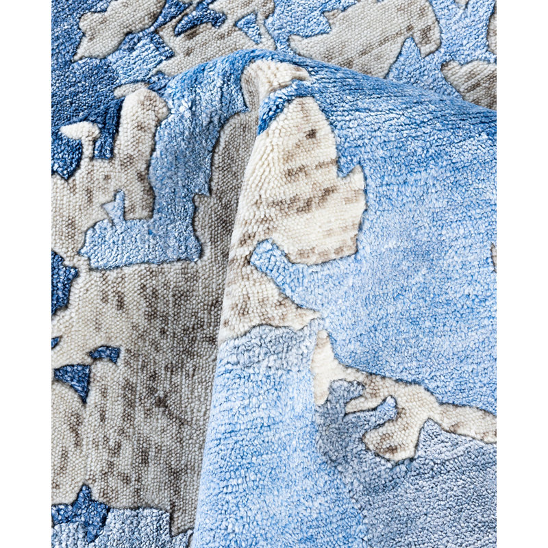 Overdyed One-of-a-Kind Rectangle 9'1" X 12'2" Hand Knotted Area Rug