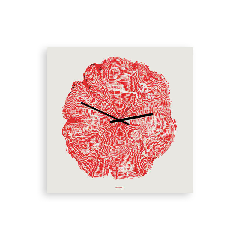 Eisley Metal Wall Clock, White/Red