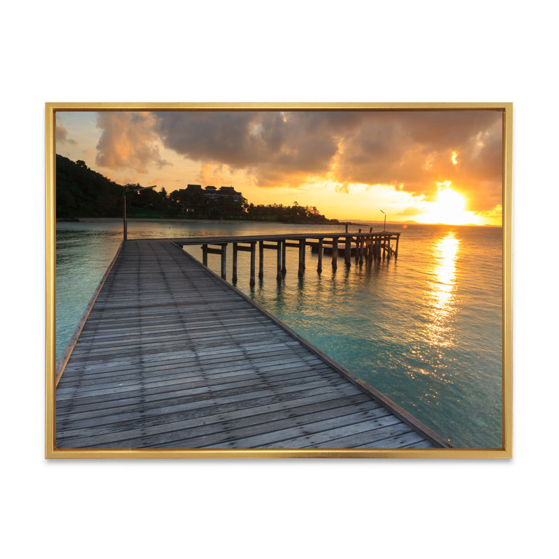 «Bridge Path To Morning Sun», reproduction sur toile, H 16 po x l 32 po x P 1 po, Cadre flottant doré