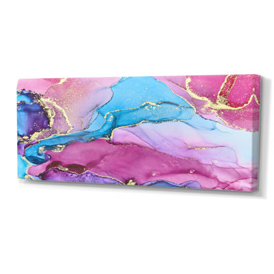 Bleu et mauve luxueux abstrait fluide XV - peinture sur toile