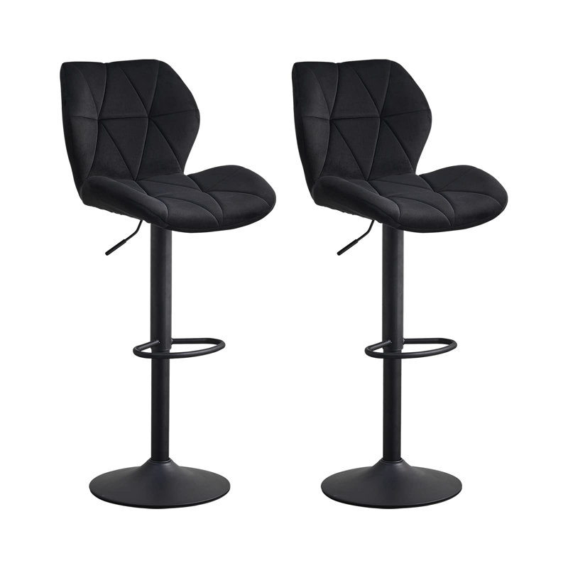 Abdur-Rasheed Swivel Upholstered Adjustable Height Counter Stool with Metal Frame, Black