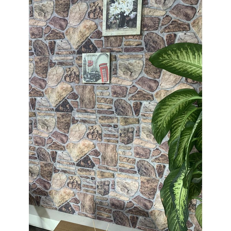 19.7" x 39.4" Wall Paneling (5-pack), Shades of Brown Gray