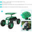 Trottinette de jardin en acier avec siège pivotant et plateau à outils - Vert-98404330