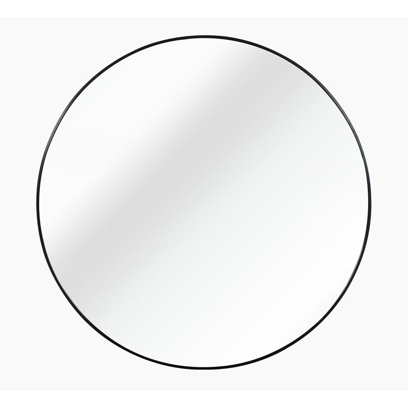 Miroir rond en métal, 36 po x 36 po, Noir, Rond