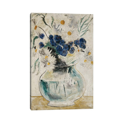 Daisies and Cornflowers in a Glass Bowl, 1927 1 Piece Wrapped Canvas Painting