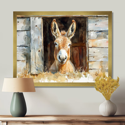«Cute Donkey Portrait At The Farm II - Donkey», art mural sur toile