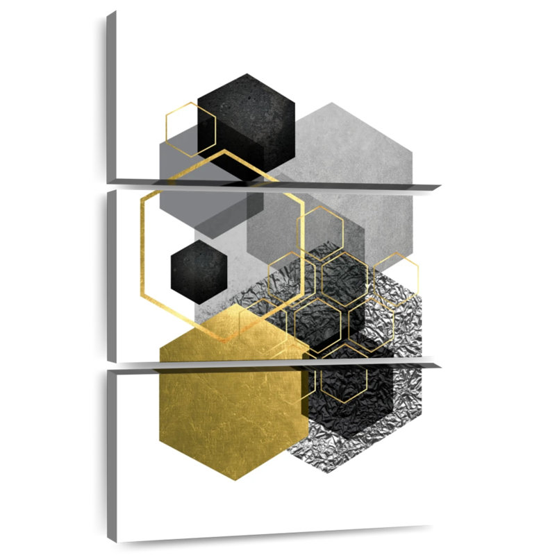 Avery Black Grey Gold Geo I, 45" H x 28" W