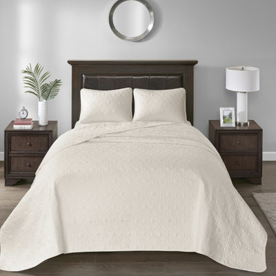 Cream Twin Reversible Bedspread - Oversized With Soft Fill Pre-Washed Cotton Includes & 2 Shams Appealing Quilt Design In For Enhances Bedroom Style Filling Exquisite Pattern