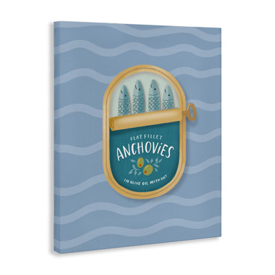 Canned Anchovies on Waves Canvas, design by Sandra Picco