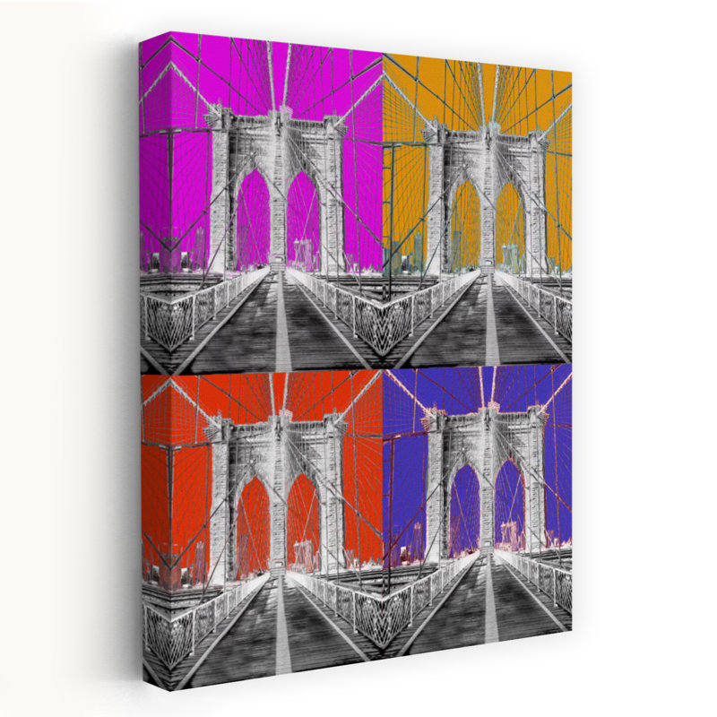 Pont de Brooklyn, paysage urbain moderne, art numérique minimaliste Moderne, H 36 po x l 24 po