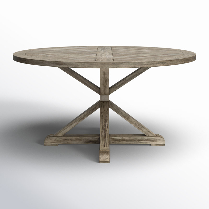 Table de salle à manger à piédestal Ashbaugh, Chêne gris antique, L 59,52 po x l 59,52 po