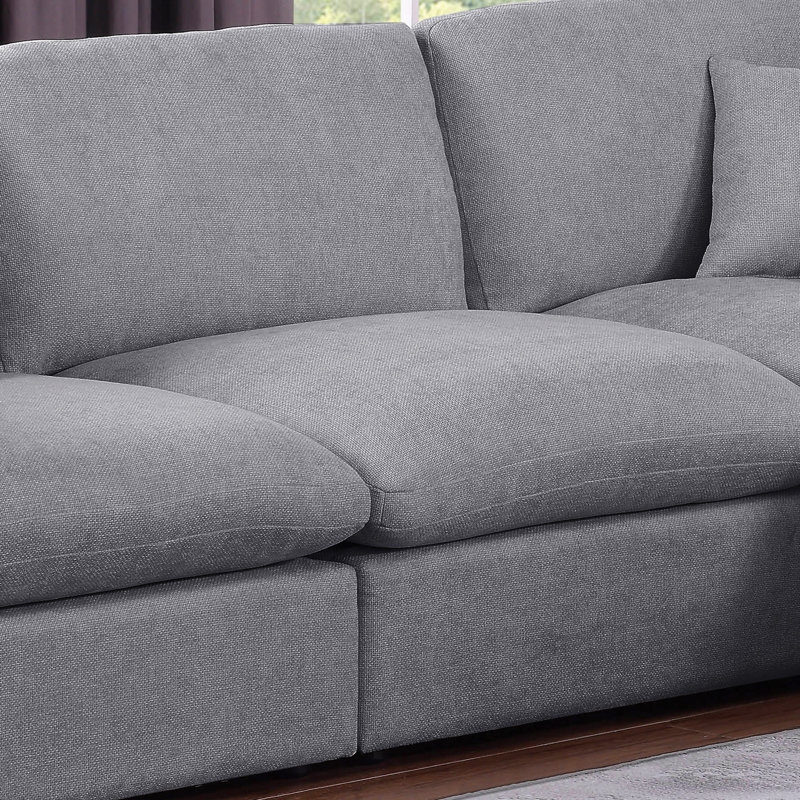 Canapé modulaire surdimensionné réversible de coin 6 pièces Cloud, Mélange de polyester gris