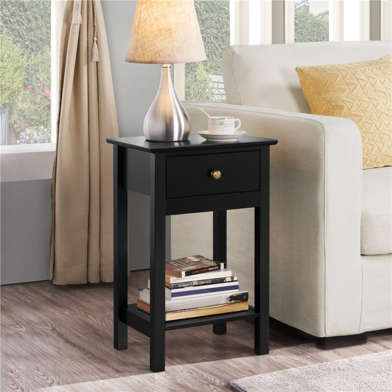 Side Table With Ample Storage Space, Black