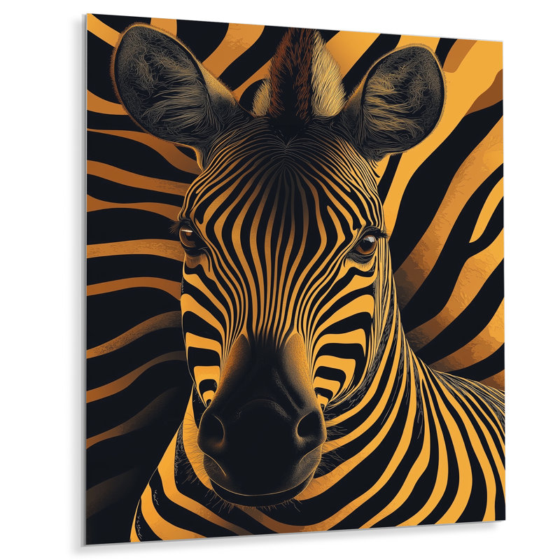 Zèbre rythmique illusion I - décoration murale Op Art, L 24 po x H 32 po