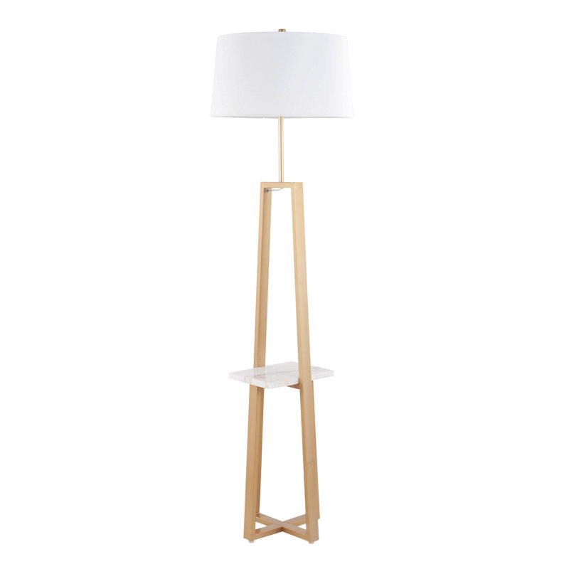 Lampe sur pied Cosmo Shelf, Blanc, Naturel