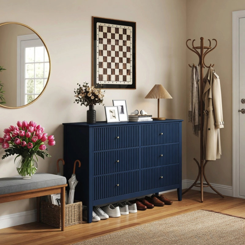 Commode double à 6 tiroirs Modern, Blue