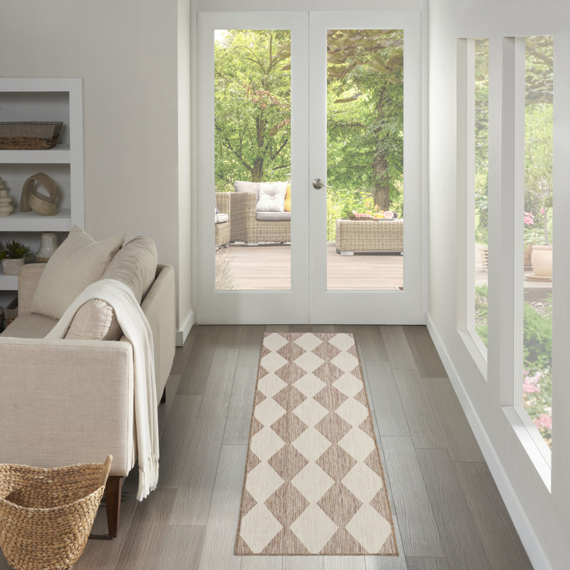 Rectangle Positano Indoor/Outdoor Area Rug, Beige, Runner 2'2" x 8'