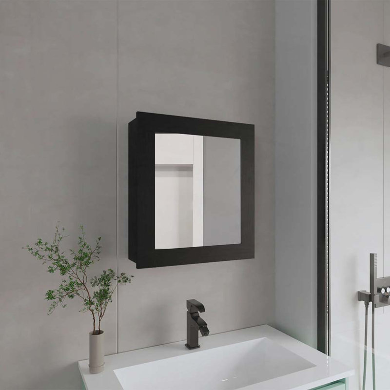 Pharmacie avec porte et miroir inclus, Noir