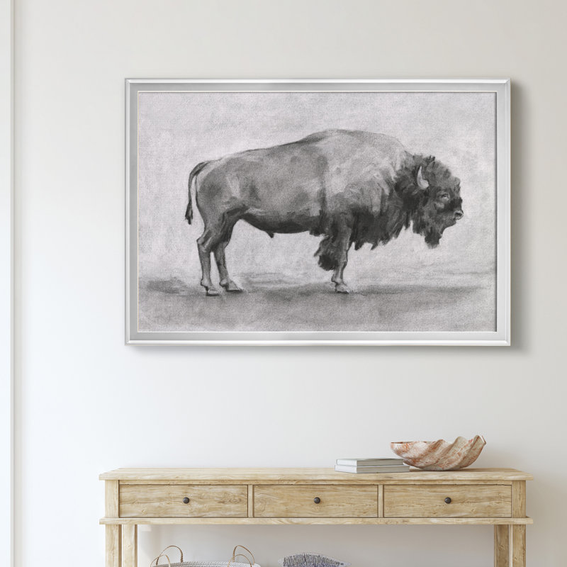 «Wild Bison Study I», impression sur toile encadrée, Argent, H 18,5 po x l 24,5 po x P 1,5 po