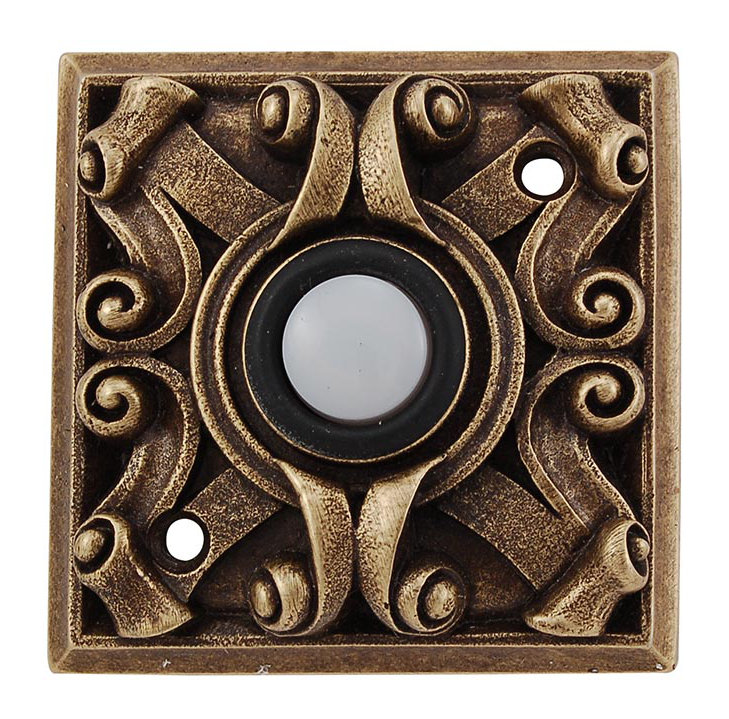 Sforza Push Button, Antique Brass