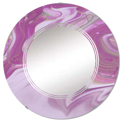 «Pink Marble Waves I» - Miroir mural moderne