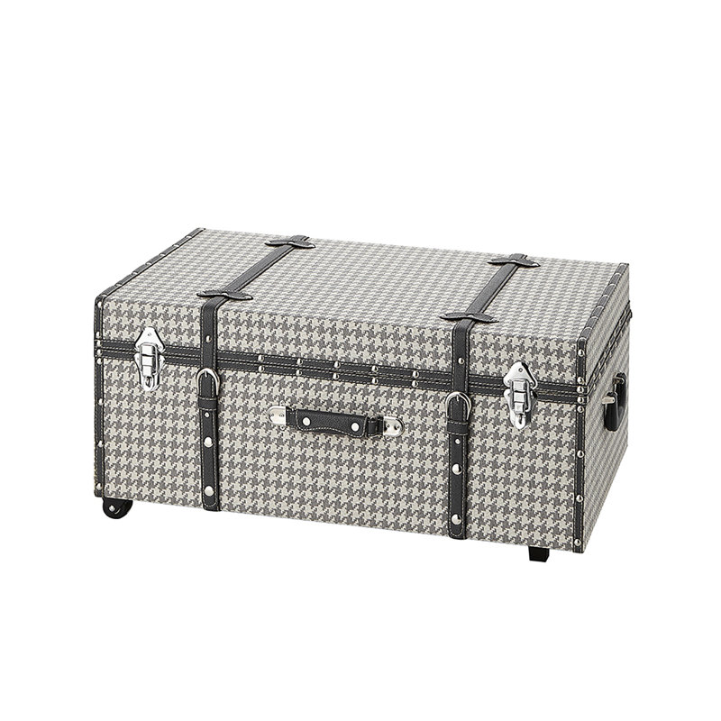 Coffre de designer texturé avec roues Texture - Pied-de-poule chic