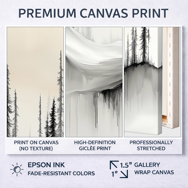 «White Black Mountain Snowfall Ridge I», reproduction d'art sur toile encadrée, Wrapped Canvas, H 28 po x l 60 po