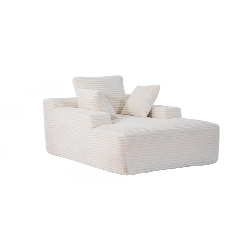 Méridienne surdimensionnée, canapé-lit Cozy Cloud, canapé-lit rembourré moderne avec 3 coussins décoratifs, Blanc