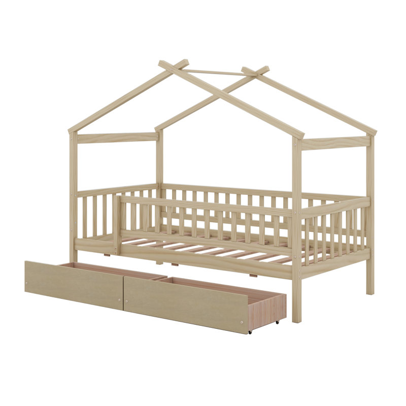 Aswin Canopy Storage Bed, Natural